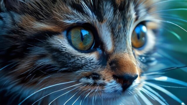 Close-up of vet examining polydactyl kitten.