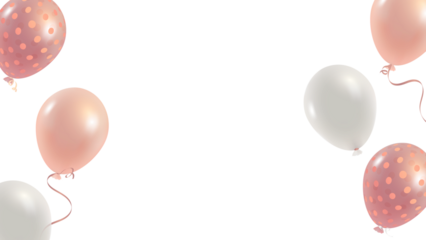 Girly balloons border frame png in transparent background