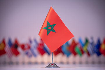 Morocco flag with a gray and clean background.