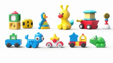 Toy Colorful Different Service. Sticker pack for children on white background.