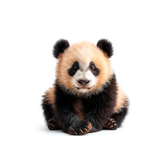 Small Panda Bear Sitting on the Ground. Generative AI