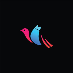 Ticket bird logo design vector. colorful bird logo