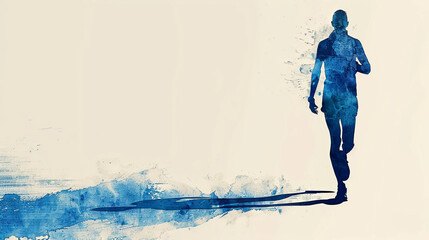 Watercolor runner in motion for June 5 - Global Running Day.