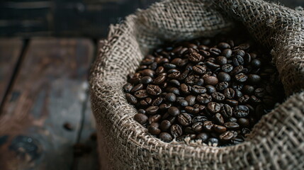 Close-up of dark coffee beans