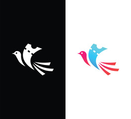 Ticket bird logo design vector. colorful bird logo