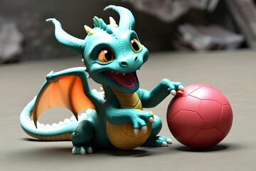 funny dragon with a ball Generative A.