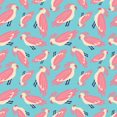Obraz premium blue seamless pattern with tropical birds