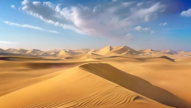 Golden sand dunes under a clear blue sky