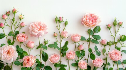 Assorted Pink Roses on White Surface