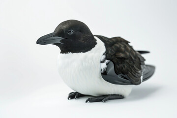 Fototapeta premium Striking Razorbill Seabird in Profile View Against a Clean White Studio Background