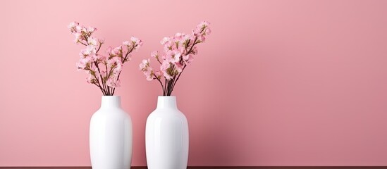 Two flower-filled vases on wooden table