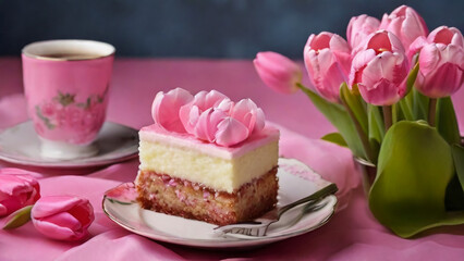 Obraz na płótnie Canvas Spring cupcake pretty enough for Mother's Day treat or gift 