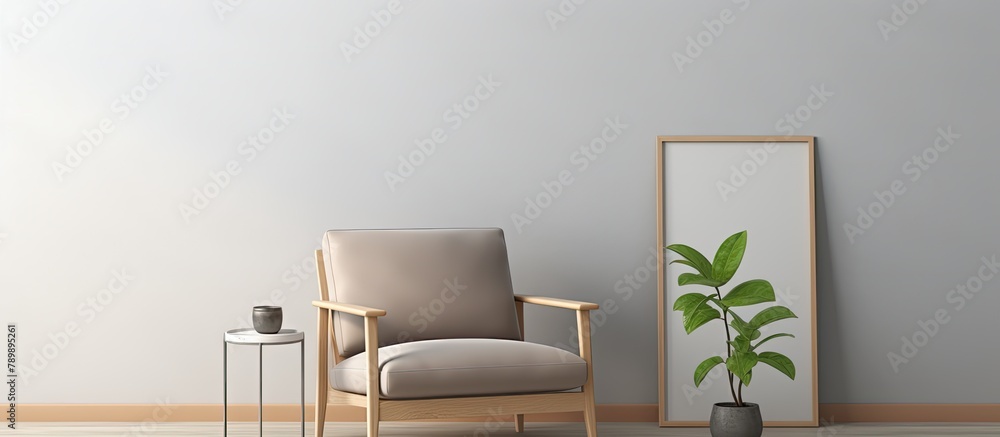 Wall mural a room with a chair and a plant