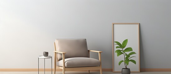A room with a chair and a plant