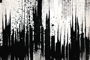 Black and white Grunge texture. Grunge Background. Vintage grunge texture in black and white.  Black abstract art. Grunge art. Eps 10. Brush strokes.