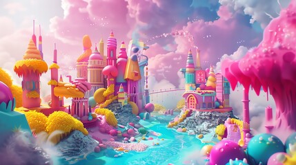 Obraz premium water color, cartoon, animation 3D, vibrant
