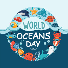 World oceans day illustration
