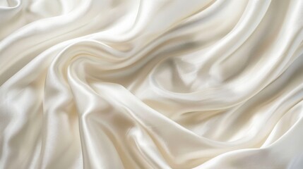 Cream white silk forming soft waves, styled in high definition to portray a serene and premium quality. - obrazy, fototapety, plakaty