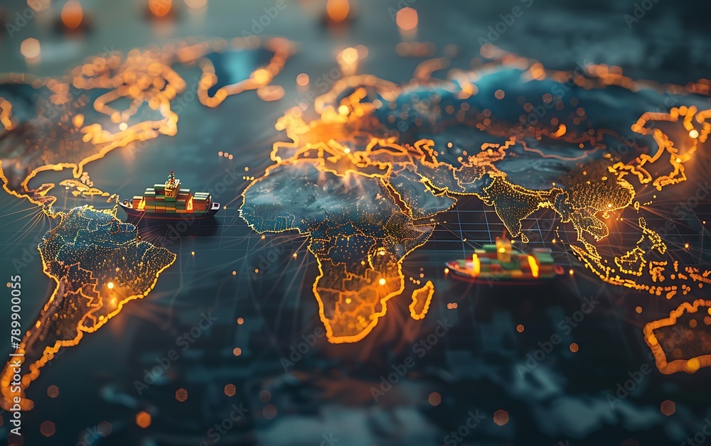 Poster global trade concept. global business network and globalization concept. 3d rendering