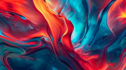 Abstract background. Colorful twisted shapes in motion. Digital art for posters, flyers, banner backgrounds, and design elements. Soft textures on an red and blue color background.
