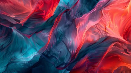 Abstract background. Colorful twisted shapes in motion. Digital art for posters, flyers, banner backgrounds, and design elements. Soft textures on an red and blue color background.
