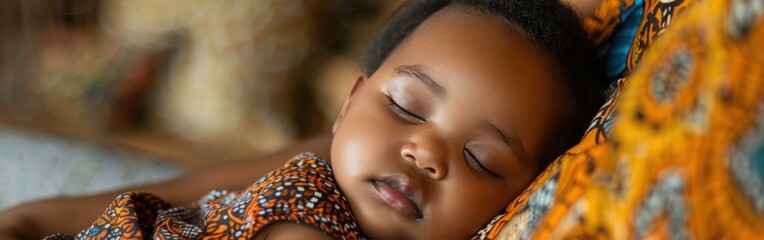 Half African Half Thai Newborn Son Sleeping with Mother - Family and Infant Concept