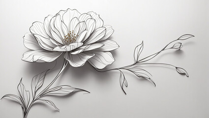 A grayscale image of a flower in front of a white background.

