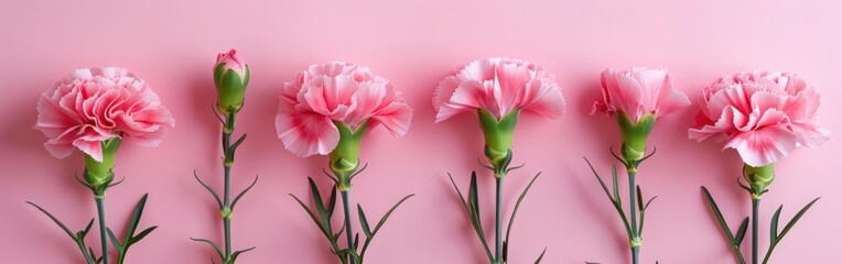 Pastel Flower Banner: Pink Carnations on Soft Pink Background