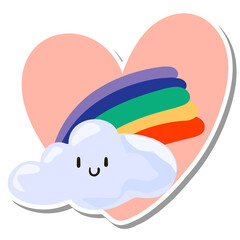 Cute rainbow over the cloud design element