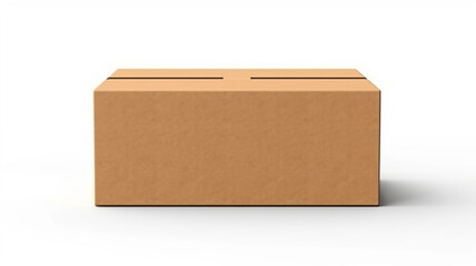 empty closed cardboard box mockup, png file of isolated cutout object with shadow on transparent background