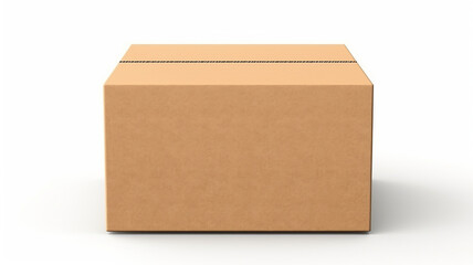 empty closed cardboard box mockup, png file of isolated cutout object with shadow on transparent background