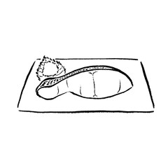 焼き鮭　焼き魚　線画