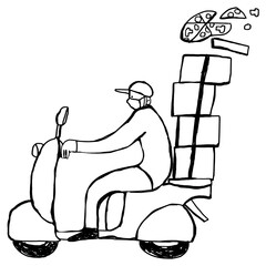 Delivery boy on a scooter transparent png