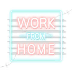 Work from home during coronavirus pandemic neon sign transparent png