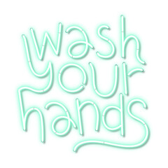 Green wash your hands neon sign transparent png