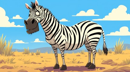 Naklejka premium Depiction of a comical zebra cartoon
