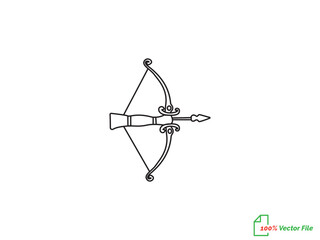 Archery sport exercise with the bow concept. Trendy one-line.  draw design vector illustration.  Target with arrow continuous line drawing. Archery man line art logo design vector template