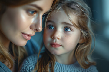 Obraz premium Woman and Little Girl Posed for Picture