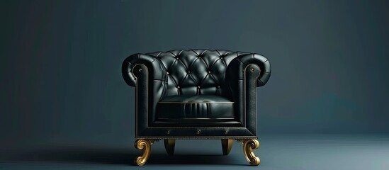 Black leather chair with gold legs