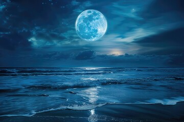 Naklejka na ściany i meble Full moon at the Mooloolaba Beach