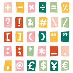 Fototapeta na wymiar Punctuation marks png symbols typography set