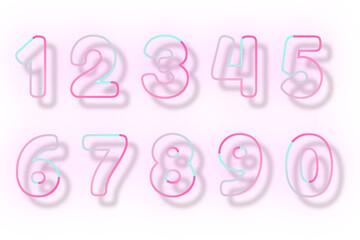 Pink neon font png number typography word art