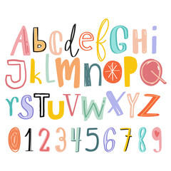 Alphabet png doodle typography font set