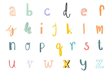 Pastel doodle png alphabet word art set