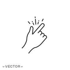 easy icon, finger snapping thin line symbol isolated on white background, editable stroke eps 10 vector illustration