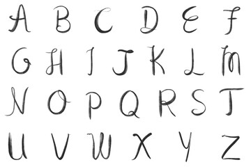 Png calligraphy capital alphabet set typography font
