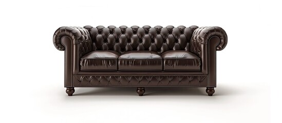 A vintage brown leather chesterfield
