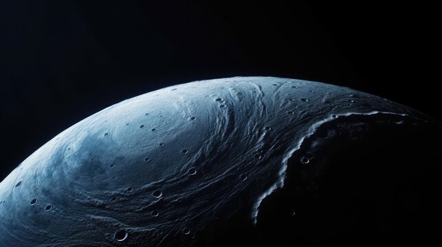 Ai-generated view of Moon. Planet in space with no water and greenery. Concept of the discovery of exoplanets and the search for life.