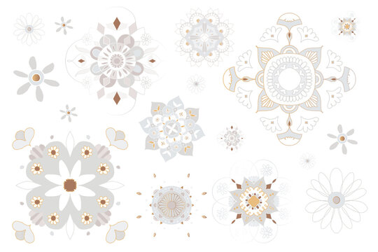 Indian Mandala pattern png sticker floral symbol collection