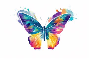 A vibrant butterfly logo, its wings displaying a kaleidoscope of colors against a pristine white backdrop.